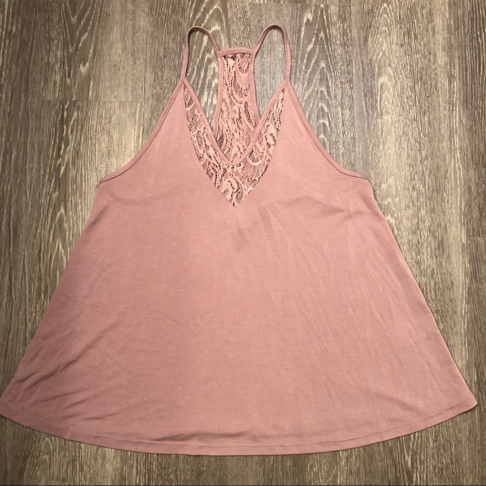 Caution To The Wind Lacy Tank Top Mauve Size Small